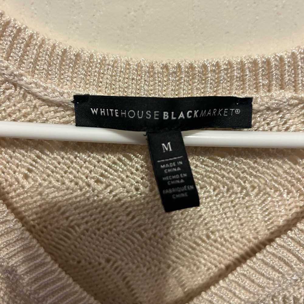 White House Black Market Beige V-Neck Sweater